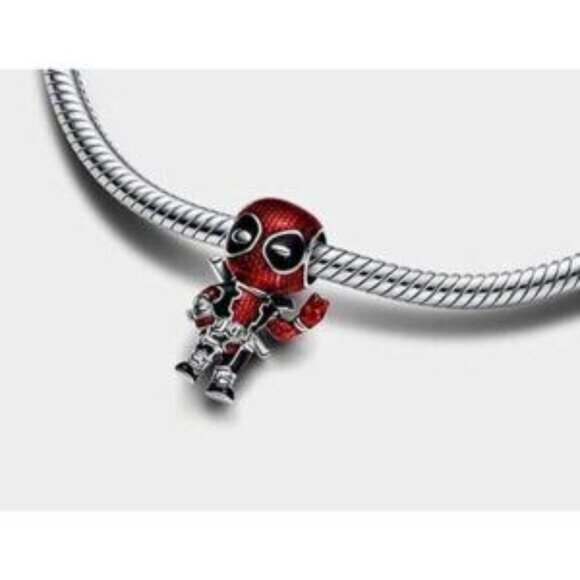 2024 New Marvel Deadpool Charm Red Dead Man Charm Fit Pandora Bracelet - Picture 3 of 7